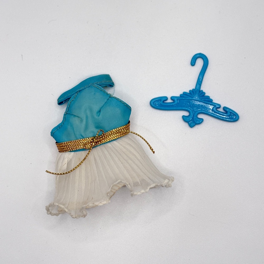 Vintage Topper Dawn Original Blue Mini Dress & Matching Hanger 1970s Doll Outfit